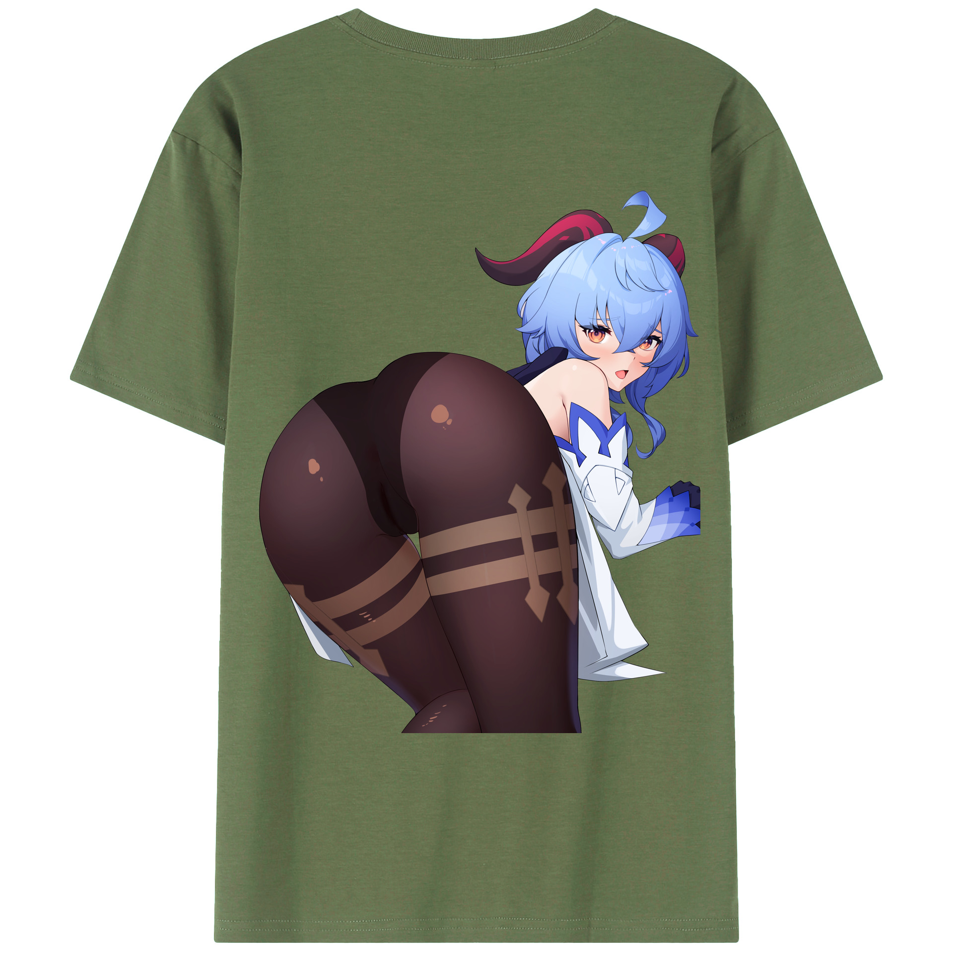 げんし神 甘雨 かんう genshin Ganyu 綿100％ メンズ半袖Tシャツ（バックプリント） 通気性
